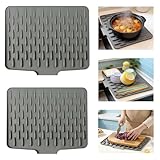 JAWAI 2 Unidades Alfombrilla Escurreplatos de Silicona, Plegable con Salida de...