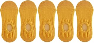 5 pares de calcetines invisibles de silicona de algodón for mujer, calcetines tobilleros suaves de Color sólido for mujer, conjunto 35-39 EUR