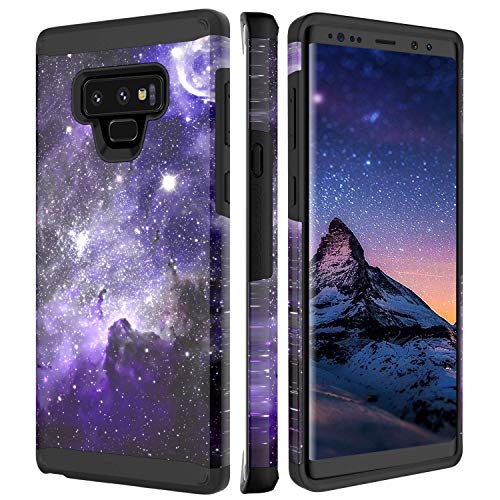 BENTOBEN Case for Galaxy Note 9, Galaxy Note 9 Case, Slim 2 in 1 Hybrid Soft TPU Bumper Hard PC Cover Heavy Duty Shockproof Purple Space Design Protective Phone Case for Girls Women, Purple