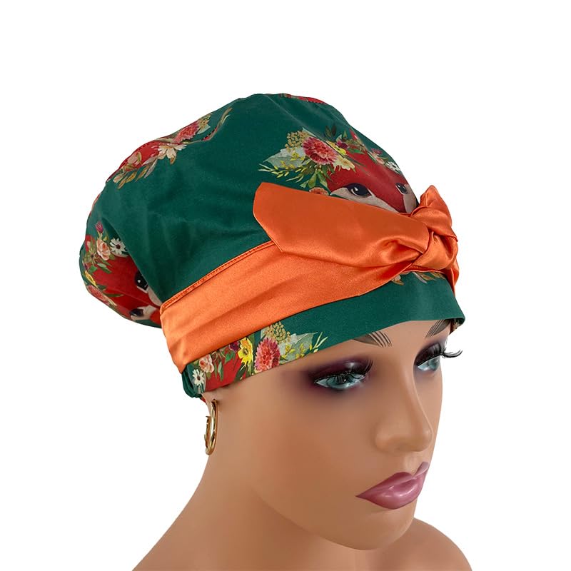 European Style Scrub Cap – Sateen Ribbon - Pretty Foxes - Scrub Hat for Women & Men tie Back | Working Cap with Holder. Scrub Hats for Women, Nurses Hats | Dr. Hats