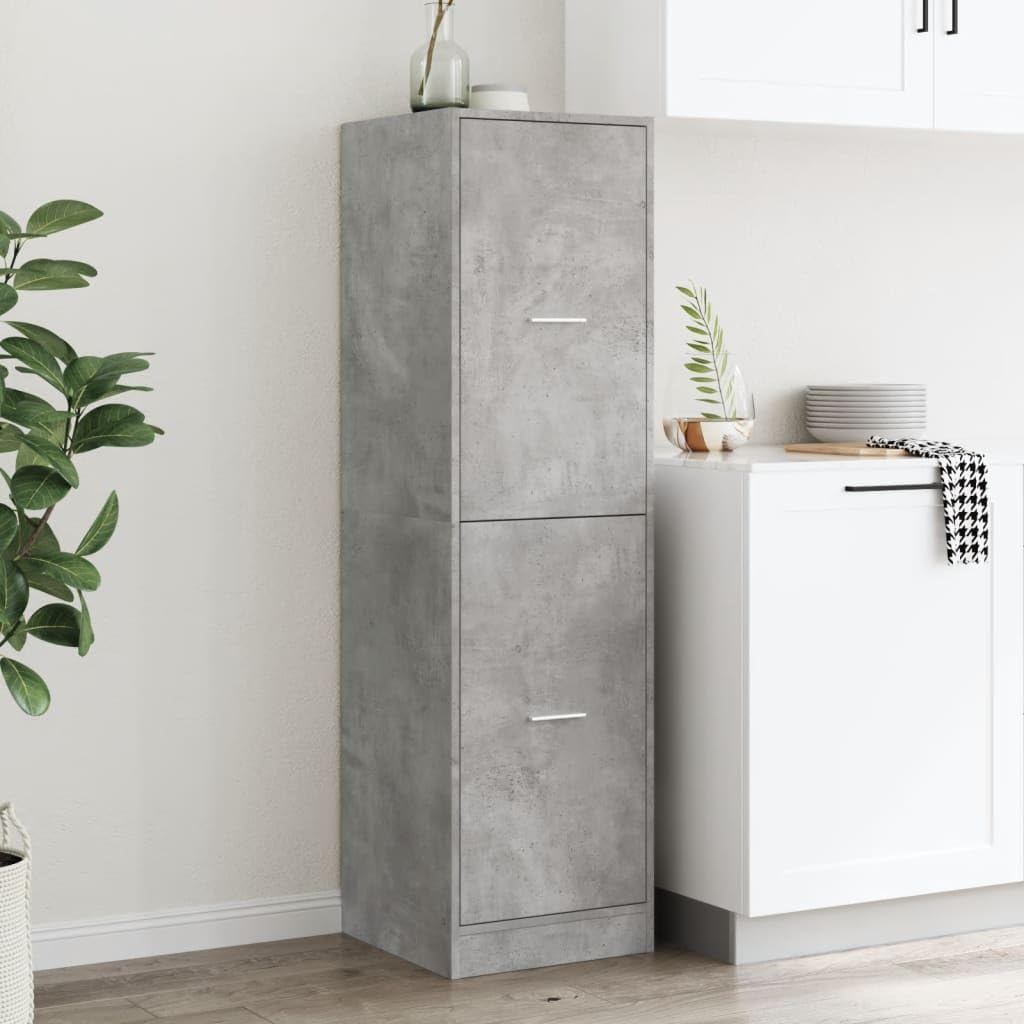 Armario farmacéutico gris hormigón 40 x 41 x 144,5 cm de material de madera con armario extraíble y rieles metálicos para organización de espacio de almacenamiento