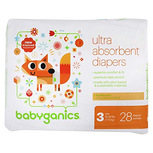 BabyGanics - Etapa de pañales ultra absorbentes 3 (16-28 lbs) - 28 Pañales