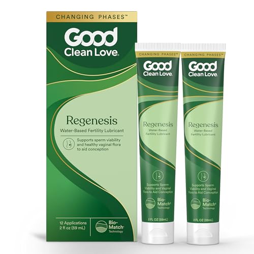 Good Clean Love Regenesis Fertility-Friendly Lubricant, Water-Based Lube for Women & Couples Trying to Conceive, with Magnesium and Calcium Ions, Personal Lubricant, Safe for Toys, 2 Oz (2-Pack)
