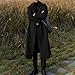 Men's Slim fit Double Breasted Belted Windbreaker Long Jacket Casual Windproof Overcoat Spring Trench Overcoats (Black,Large)