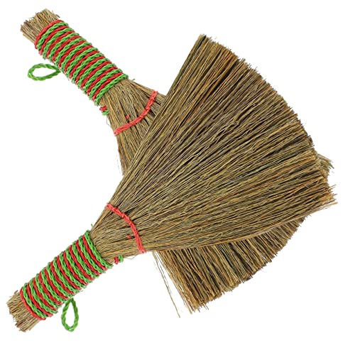 FOMIYES 2Pcs Small Cleaning Broom Ergonomic Handle Short Dust Brooms for Home Kitchen and Office Lightweight and Portable Household