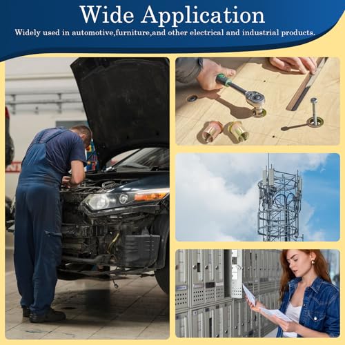 Image of 10-24 UNC Rivet Nut, 125Pcs Zinc Plated Finish Carbon Steel Flat Head Threaded Insert Nutsert Kit