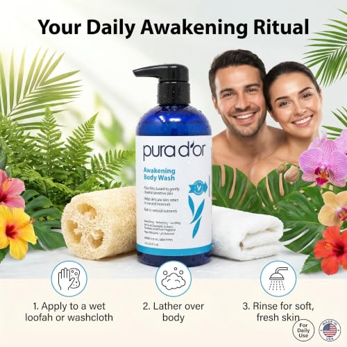 PURA D'OR Awakening Moisturizing Body Wash with Aloe Vera, 16oz - image 7
