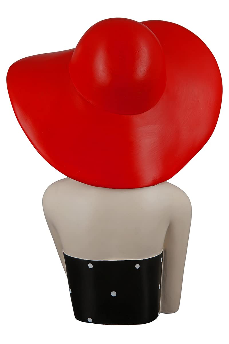 GILDE Dekofigur Frau Lady mit rotem Hut Kunstharz rot schwarz 27 cm
