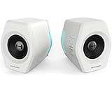 G2000 32W PC Computer Speakers for Gaming Desktop PC Laptop Mac Computer Woofer Speakers Bluetooth USB 3.5mm AUX Inputs RGB Lights Multimedia Speakers White