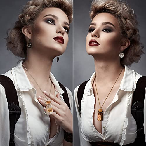 Henoyso 4 Pcs Potion Necklaces Witch Potion Bottle Necklace Vial Necklace Gothic Jewelry Vampire Necklace Steampunk Costume Women Gifts Pirate Jewelry Christmas Gifts for Women Men4