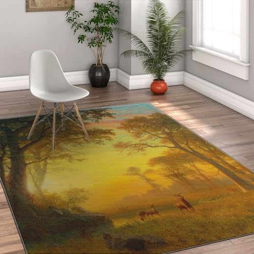 Tapis d'intérieur lavable mince imprimé paysage forêt - 4
