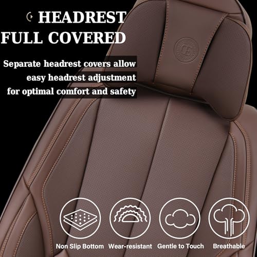 image for Coverado Front and Back Seat Covers 5 Pieces, Waterproof Nappa Leather