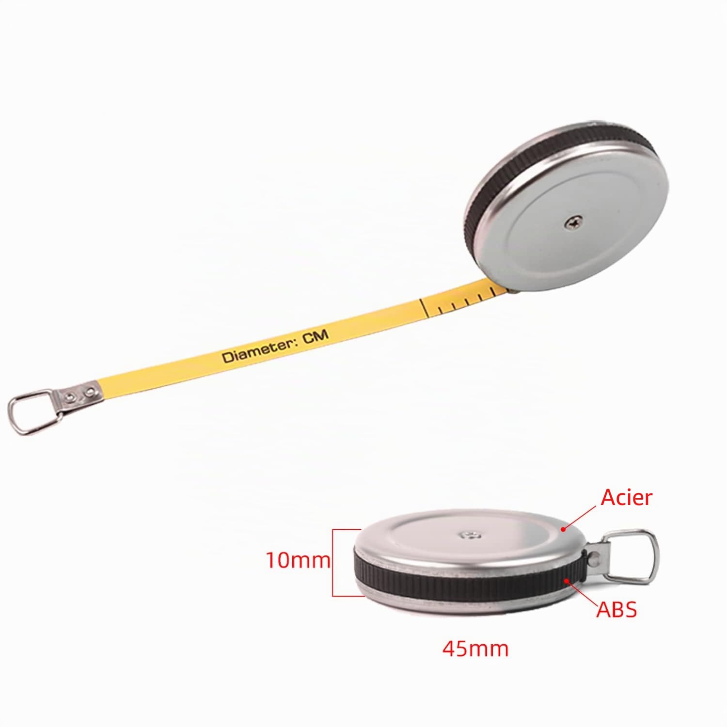 WINTAPE Mètre Ruban Pour Mesure De Diamètre et Circonférence 6 mm x 2 m, Mètre Ruban Souple en Acier Doux-coque métallique, Autobloquant, Mesure Tools à Portabilité Facile