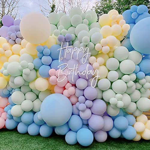 Image of PartyWoo Pastel Rainbow Balloons 50pcs Latex Helium Balloons 12 Inch