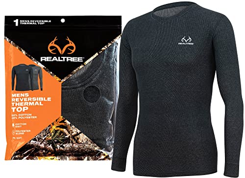 Realtree Reversible Mens Thermal Long Sleeve Shirt Hunting Gear- Base Layer,Warm Waffle Knit Under Top (1 Reversible Shirt)2