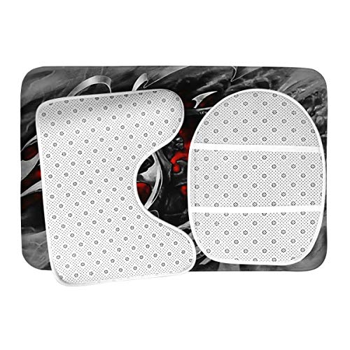 LAOLUCKY Totenkopf Tattoo Revenge Fierce Faced Badezimmer Teppich Matten Set 3 Stück Memory Foam Weich Flanell Dusche… – Bild 7