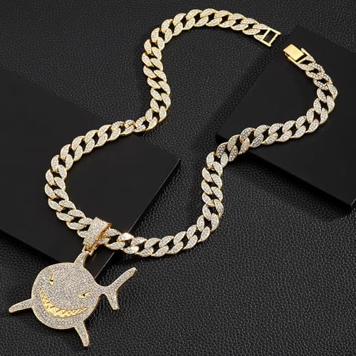 EDINGM Shark Diamond Cuban Link Chain - 18K Gold/Silver Plated Hip Hop Bling Pendant, 13MM Width 20Inch Iced Out Gift for Men (Birthday/Anniversary)2