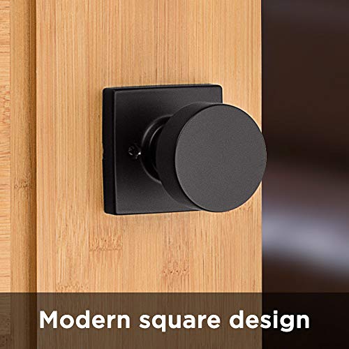 Kwikset 97200-896 Pismo Passage Square Modern Door Knob, Matte Black