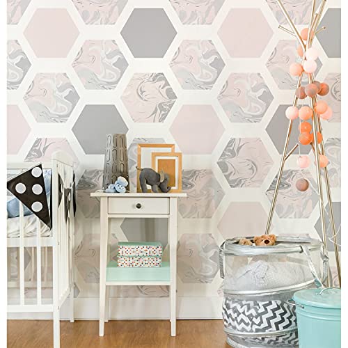 Papier peint 290x290 cm hexagone géométrique auto-adhésif pour salon et cuisine