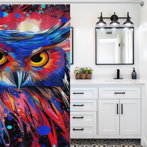 Rideau de douche hibou pour stopper l'eau au sol tissu lavable séchage rapide