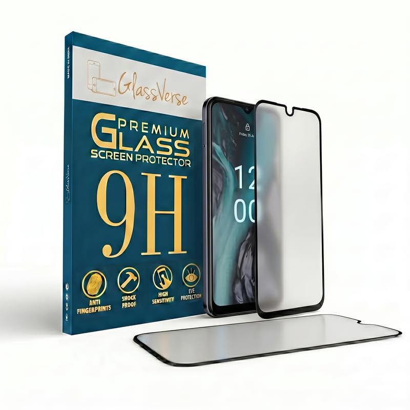 Image of GlassVerse Matte Tempered Glass for Nokia C22 | Anti Glare, Smooth Touch Screen Protector, 9H Hardness, Edge to Edge, Case Friendly, Hassle-less Installation Kit Included. (Pack of 2)