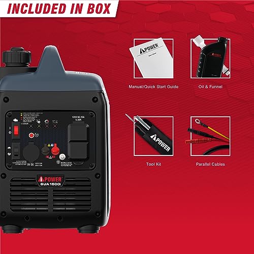 Image of A-iPower 1500 Watt Quiet Portable Inverter Generator Gas Powered, Small Ultra Lightweight Quiet Generator for Camping, Tailgating, Home Backup, Emergency, EPA & CARB Compliant, CO Sensor (SUA1500i)