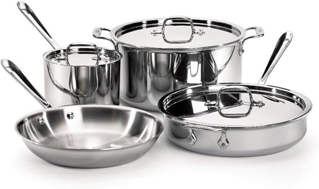 All-Clad Tri-Ply Stainless Steel 7 Piece Cookware Set