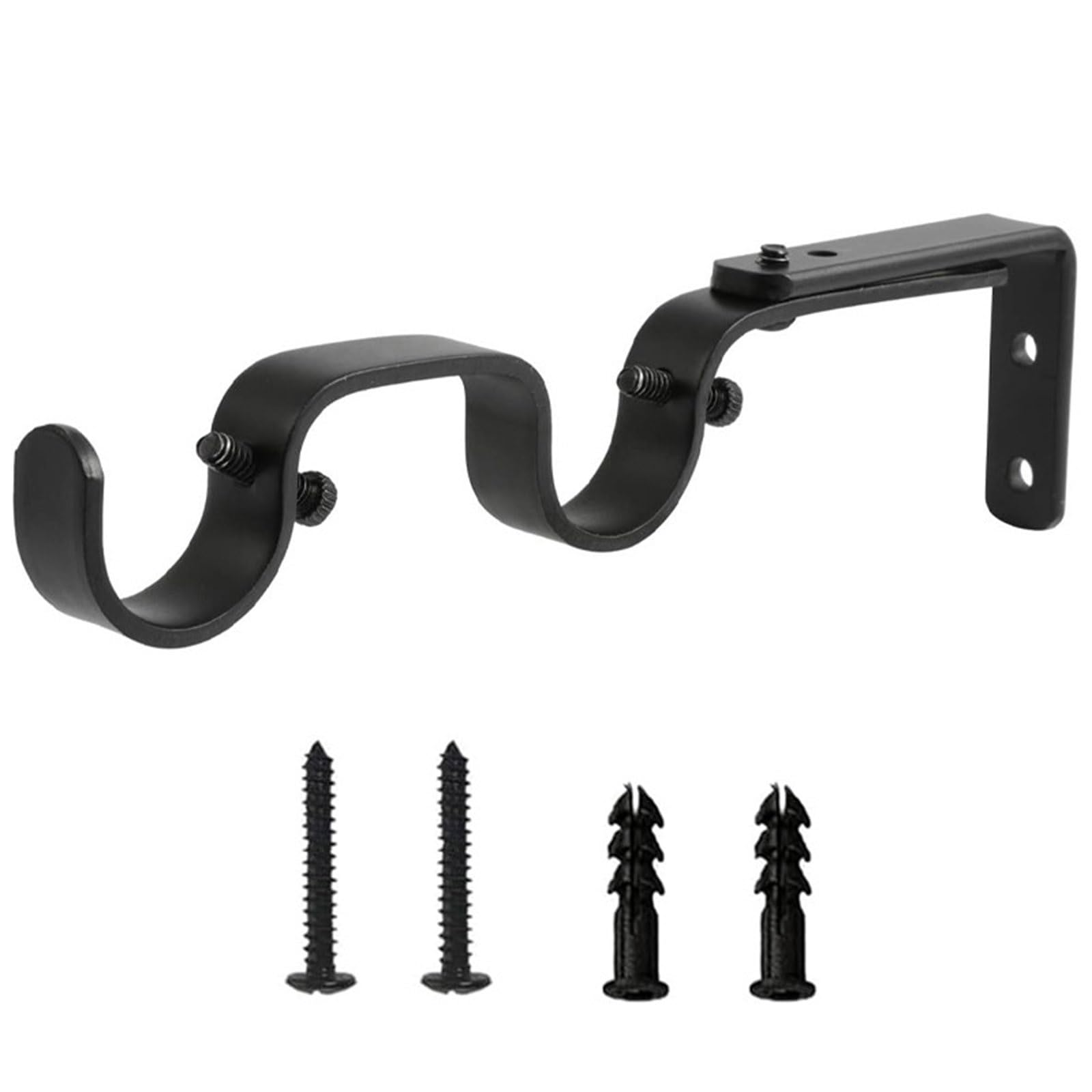 Shyyoulqe Black Rod Curtain 25Mm Adjustable Mounting Hardware With Reinforced Iron Frame For Home Iron Roman Curtain Rod Brackets