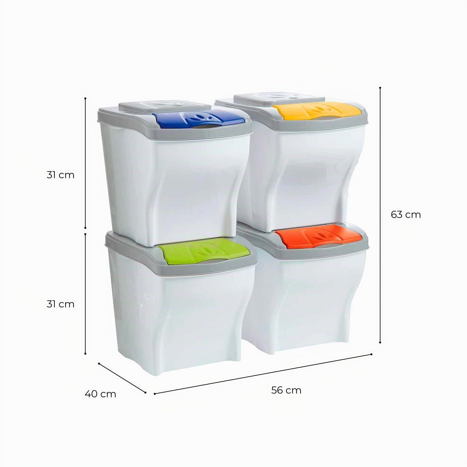 Bama Poker - Conjunto de 4 cubos modulares para la basura, 20 Litros