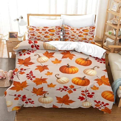 Housse de couette feuilles d'automne microfibre 200x200cm pour un lit double chaleureux