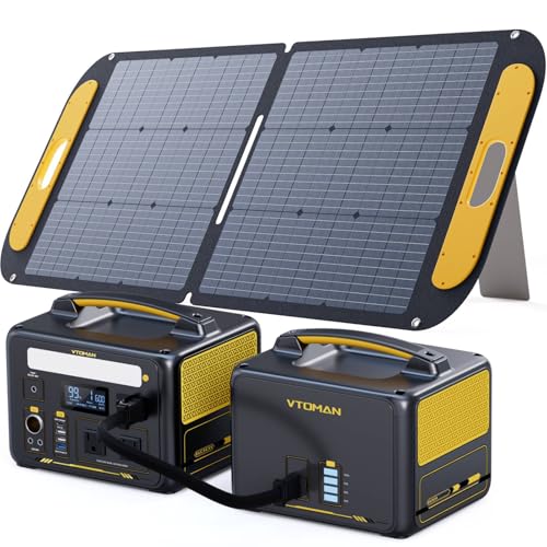 Image of VTOMAN 939Wh Portable Power Station Bundle with Extra Battery & 110W Solar Panel Included - Up to 1200W Solar Power Generator for Home Backup, Off-grid, Road Trip, RV, Camping, Fishing, Emergencies