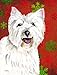PatioPlus 28 x 40 in. Westie Red and Green Snowflakes Holiday Christmas House Size Canvas Flag