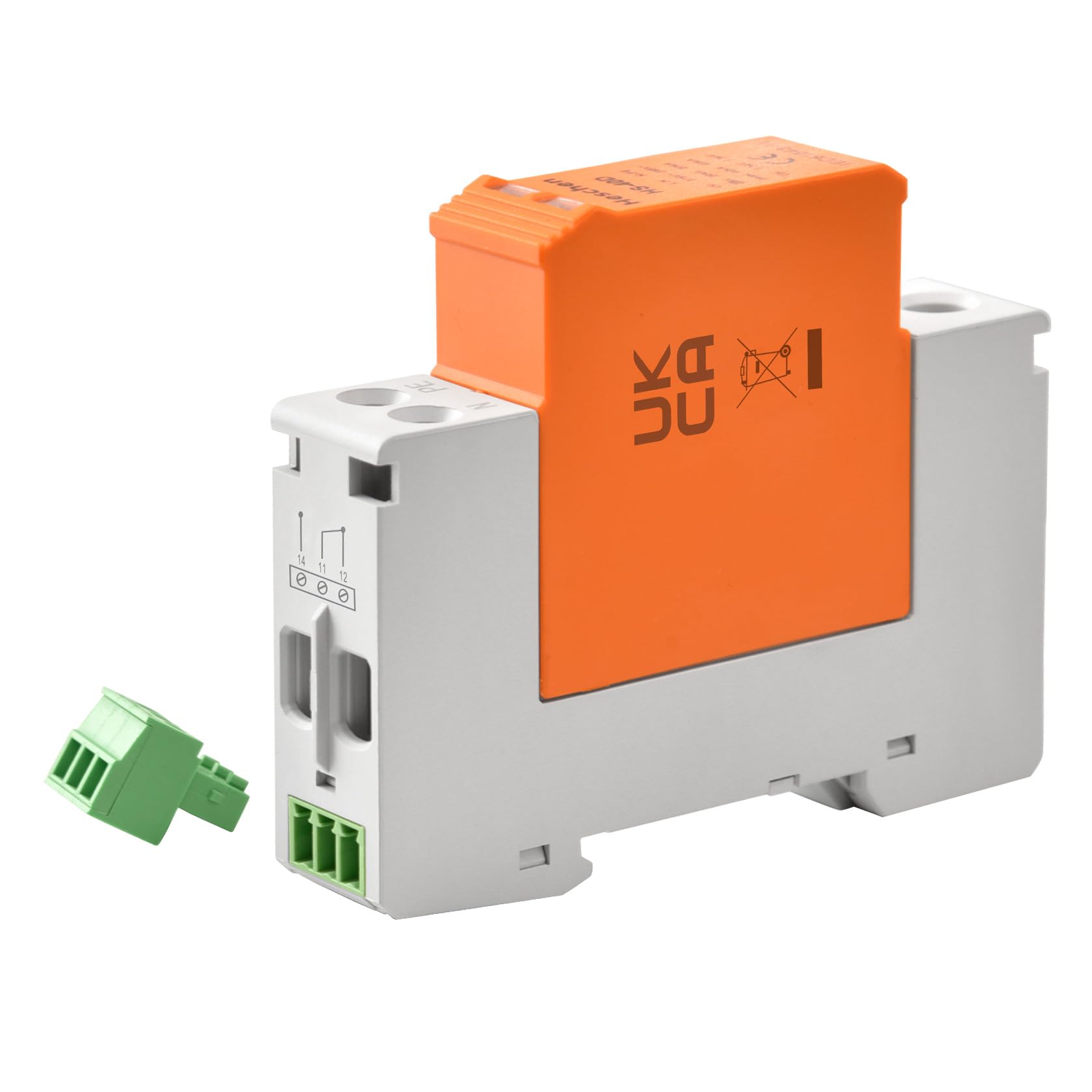 Heschen HS-40D SPD Dispositivo di Protezione Sovratensione 275VAC 20KA 1+NPE L-Line Down Ignifugo Guida DIN 35mm