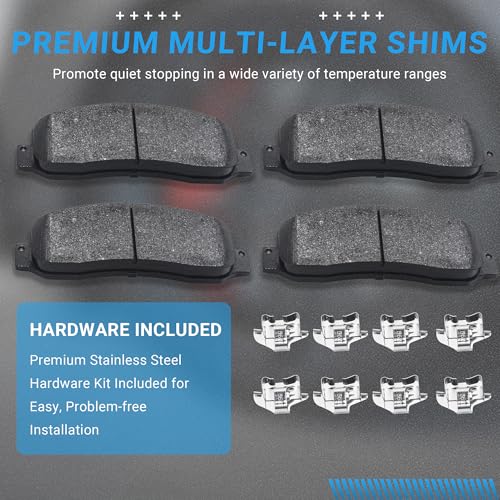Image of Front Brake Pads Set Compatible with 2005-2012 Ford F250 F350 Super Duty, 2010-2012 Ford F450 Super Duty Automotive Replacement Brake Pads Semi-Metallic D1069
