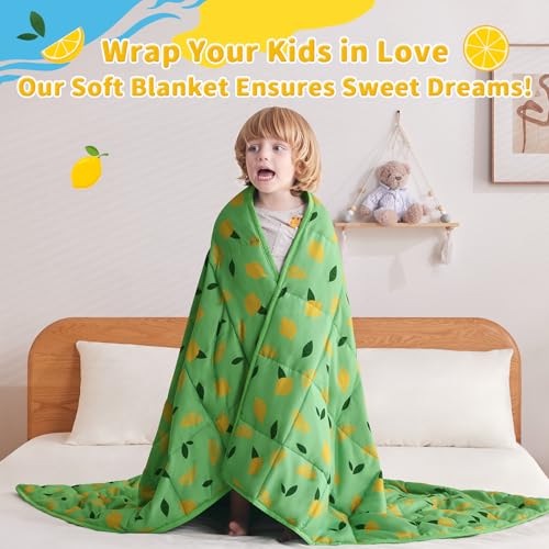 anfie Weighted Blanket Kids (40"x60" 5lbs), Weighted Blanket Cooling Blanket for Sleeping,Throw Size Breathable Blanket with Premium Glass Bead(Lime Green)
