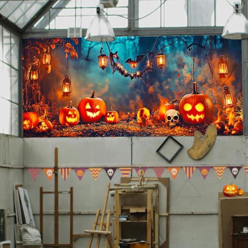 Vinilo decorativo Halloween linterna calabaza 39.3x17.7 pulgadas miniatura 7