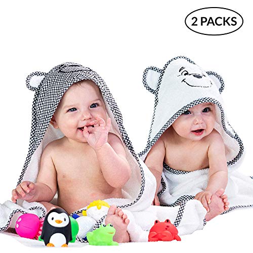 2 Pack Hooded Baby Towels for Boys & Girls - Soft Cotton Infant