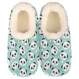Funny Panda Slippers for Women Mens, Cute Animal Winter Warm Soft Coral Fleece Fuzzy House Slippers