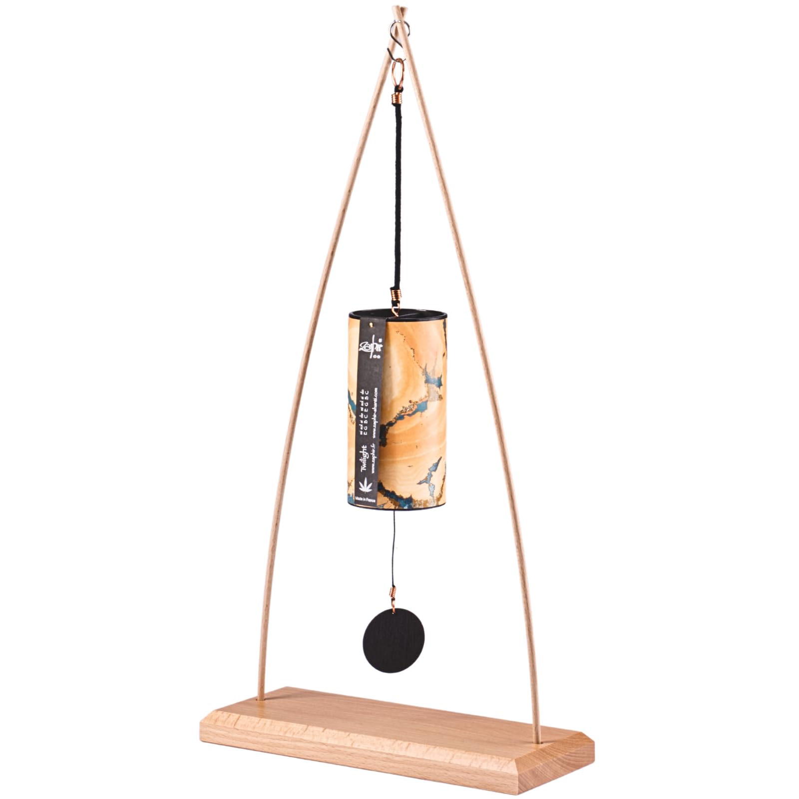 Zaphir Klangspiel Twilight Herbst mit Ständer - Klangspielständer Tipi aus Buchenholz - 50 cm Höhe für Yoga, Kinder zur Entspannung und Meditieren