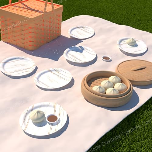 Image of Castleite Piccolo Melamine Plates Set of 6 - Break Resistant, Round Designer Plate for Eating or Serving in Home, Kitchen Use or Cafe, Stainless (Rosin Cream, Quarter Plate 6 Pcs)