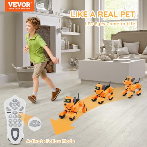 VEVOR Roboter Hund Kinder Ferngesteuerter Spielzeug, 2,4 GHz, programmierbares intelligentes interaktives RC Hund für Kinder mit Folgefunktion, Berührungs- und Sprachsteuerung, für Kinder ab 3 Jahren