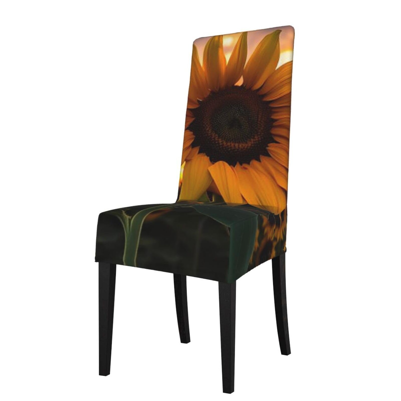 FodPand Stretch Chair Covers for Dining Room, Farm Sunflower Chair Seat Covers Washable Detachable Chair Slipcover Chair Protectors Covers for Kitchen,Wedding,Party