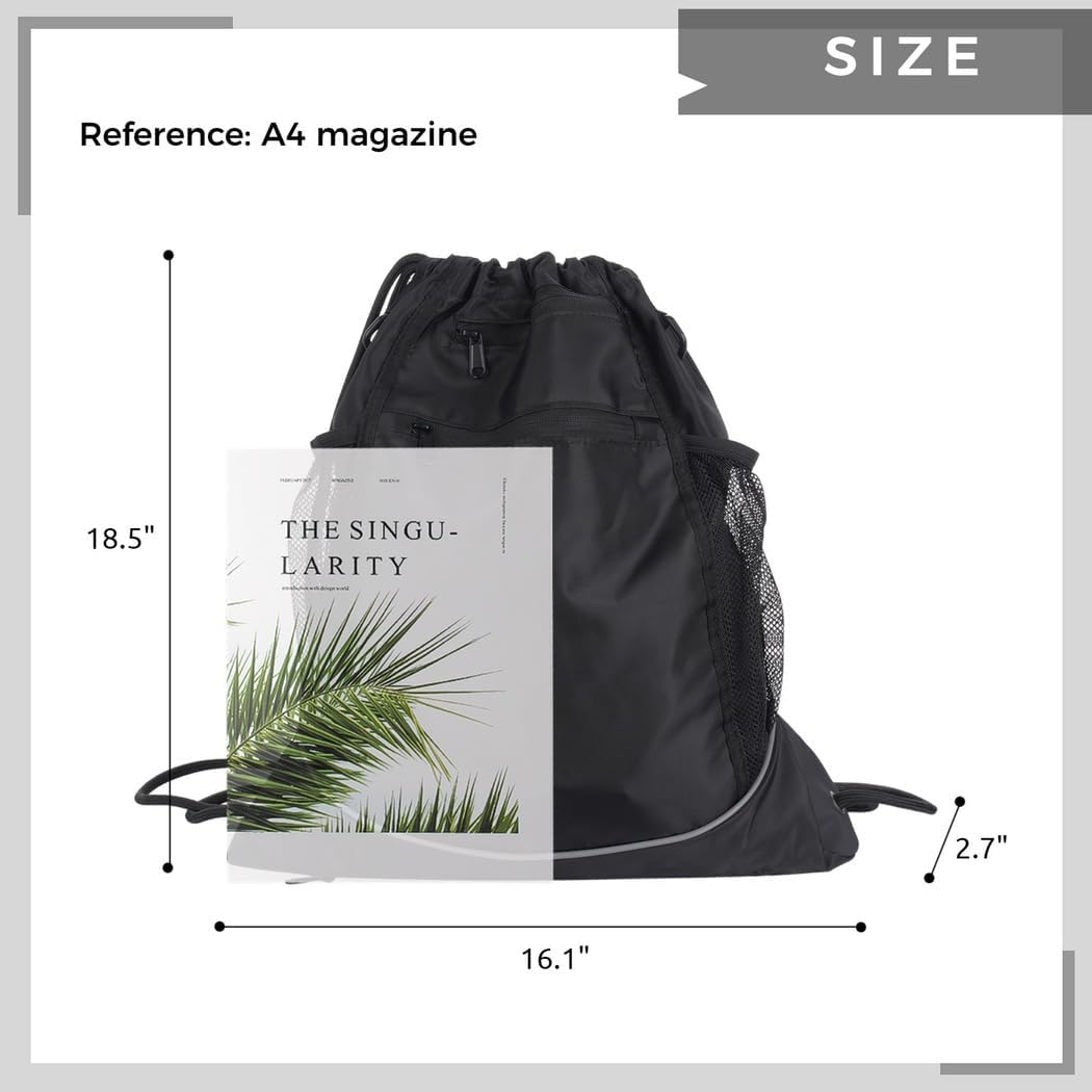 Waterproof Soccer Backpack with Drawstring Closure, Multi-Pocket Sports Bag for Football, Basketball, and Volleyball