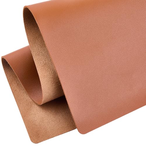 CALFOVERA Feuille de Cuir Synthétique Marron 60cm X 33cm X 1.5mm Résistant aux Rayures Tissu en Similicuir Souple et Imperméable Carré Synthétique Couleur...