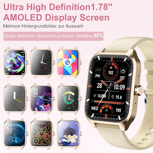Smartwatch Damen Herren,Fitnessuhr Tracker mit Telefonfunktion 1.83" Touchscreen,Uhren Fitness Tracker IP68 Wasserdicht/Blutsauerstoff/Pulsmesser/Sportuhr Aktivitätstracker für Android/iOS – Bild 5