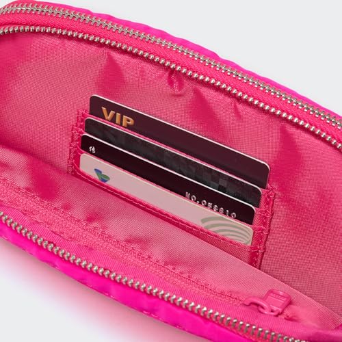 Image of Pander Everywhere Belt Bag for Women, 5 Zipper Pockets Nylon Crossbody Fanny Pack Purse (Sonic Pink).