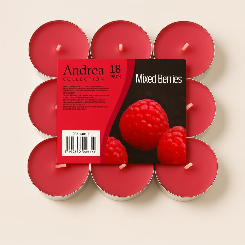 EbenEzer Velas Perfumadas [Frutos Rojos] – Pack de 54 Candelitas Aromáticas | Cera Natural | 4h de Duración | Aroma Relajante para Hogar, Baño o Regalo
