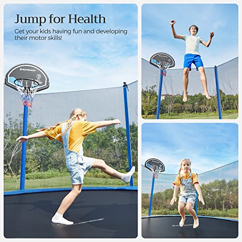 Songmics Trampoline With Enclosure Outdoor 14Ft With Basketball Hoop, Safety Net, Jumping Mat, Replacement Pad, Tüv Rheinland Certificated According To Astm And Gs Ustr14Bu #TOP2