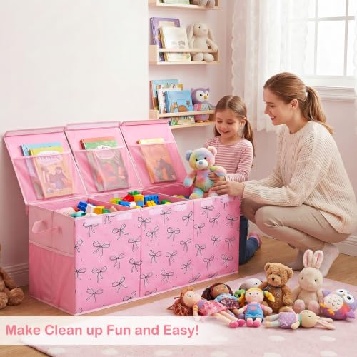 Image of Toy Box with Adjustable Divider Large Toy Chest Storage for Nursery Kidroom