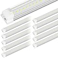 ONLYLUX 8ft LED Shop Lights, 8 Foot Led Lights,72w 9500LM 6000K LED, 96'' T8 Integrated LED Tube, Linkable Led Bulbs for Garage, Warehouse, v Shape Clear Lens (10 Pack)
